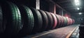 Car tires in the store. Generative Ai