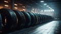 Car tires in the store. Generative Ai