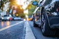 A Car tires in summer street, Car on the city road, Generative AI Royalty Free Stock Photo