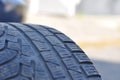 Car tires. Winter European tires for car. Wheel tread pattern