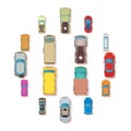 Car top view above over icons set, flat style Royalty Free Stock Photo