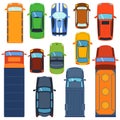 Car top view vector set. Royalty Free Stock Photo