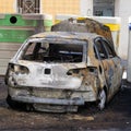 A Car Totally Destroyed by Fire Royalty Free Stock Photo