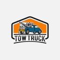 car tow truck emblems, labels and design elements,pickup truck logos, emblems and icons. Car service logotype design. Tow and