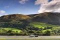 Car towing caravan on M6 Royalty Free Stock Photo