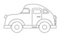 Car Toy for Baby Boy. Vector illustration for Kid design in outline style. Vintage automobile for childish game in black