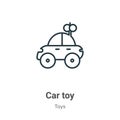 Car toy outline vector icon. Thin line black car toy icon, flat vector simple element illustration from editable toys concept Royalty Free Stock Photo
