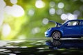 Car toy problem broken down parked with open hood of vehicle Royalty Free Stock Photo