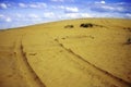 Car tracks in the desert sand Royalty Free Stock Photo