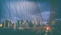 Car traffic on Brooklyn Bridge in New York