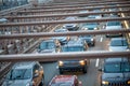 Car traffic crossing Brooklyn Bridge in New York City Royalty Free Stock Photo