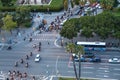 Car traffic on crossroad in Barcelona city Royalty Free Stock Photo