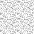 Car traffic jam sketch. Freehand drawing. Line vector illustration of traffic congestion on highway. Seamless pattern