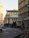 Car traffic on the main boulevard in Bucharest downtown. Winter morning/evening rush hour in Bucharest, Romania, 2020