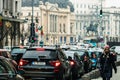 Car traffic, pollution, traffic jam in the morning and evening in the capital city of Bucharest, Romania, 2022 Royalty Free Stock Photo