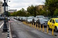 Car traffic at rush hour. Car pollution, traffic jam in Bucharest, Romania, 2022 Royalty Free Stock Photo