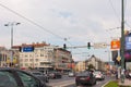 Car traffic and street scene in center city of Sarajevo, Bosnia. Royalty Free Stock Photo