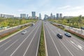 Car traffic on TianFu avenue in Chengdu