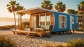 car trailer house, sea Royalty Free Stock Photo