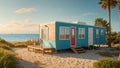 car trailer house, sea journey summer scenic Royalty Free Stock Photo