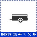 Car trailer icon flat