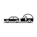 Car trailer journey transport vehicle silhouette style icon design Royalty Free Stock Photo