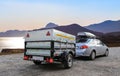 Car trailer by the sea Royalty Free Stock Photo