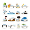 Car and transportation insurance and risk icons