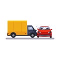 Car and Transportation Issue with a Lorry. Vector Illustration