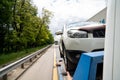 car is transported on tow truck.transporting cars after accidents and breakdowns Royalty Free Stock Photo