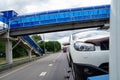 car is transported on tow truck.transporting cars after accidents and breakdowns Royalty Free Stock Photo