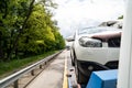 car is transported on tow truck.transporting cars after accidents and breakdowns Royalty Free Stock Photo