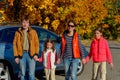 Car trip on autumn family vacation Royalty Free Stock Photo