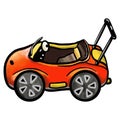 Kid red car-like trolley cartoon crayon color illustration Royalty Free Stock Photo