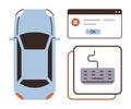 Car troubleshooting with error notification and diagnostic tool connection setup Royalty Free Stock Photo