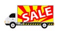 Car truck with billboards SALE text for banner, large billboard sign on side truck, mobile truck for advertise campaign, billboard