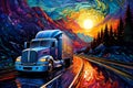 car truck, dump truck, trucking, transportation car in landscape, background