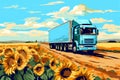 car truck, dump truck, trucking, transportation car in landscape, background