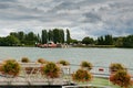 Car and truck ferry crossing the Seine River in Duclair in Upper Normandy Royalty Free Stock Photo