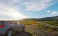 Car in tundra Royalty Free Stock Photo