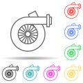 car turbo multi color style icon. Simple thin line, outline vector of cars service and repair parts icons for ui and ux, website Royalty Free Stock Photo
