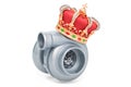Car turbocharger with golden crown, 3D rendering