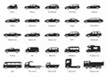 Car Type and Model Objects icons Set .