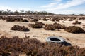 The car tyre thrown into the dry lake in Hyden near the famous Wave Rock spoiling the impression for visitors of this landmark