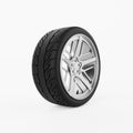 Car tyre or tire wheel on isolated white background. Transportation and vehicle accessories concept. 3D illustration rendering