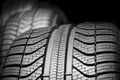 Car tyres profile close up