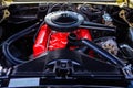 Car under hood close up, with red engine Royalty Free Stock Photo