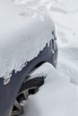 Car under snow after snowfall Royalty Free Stock Photo