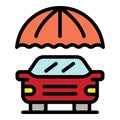 Car under umbrella icon color outline vector Royalty Free Stock Photo