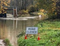 Car under water on flooded road Royalty Free Stock Photo